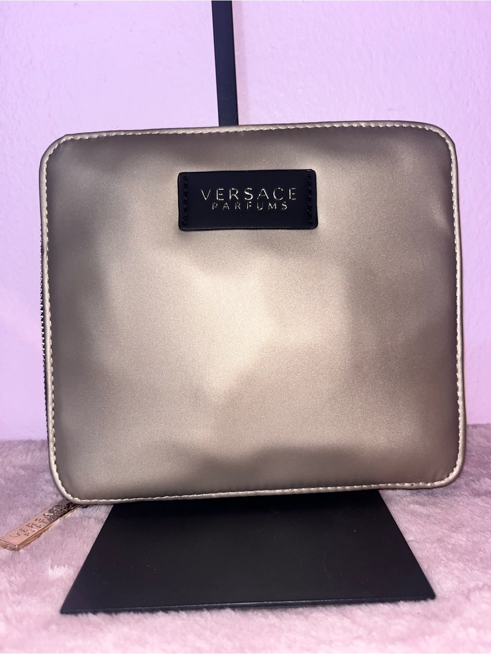 Versace Perfums Black Tote with Gold Greek Key Straps - Picture 3 of 4